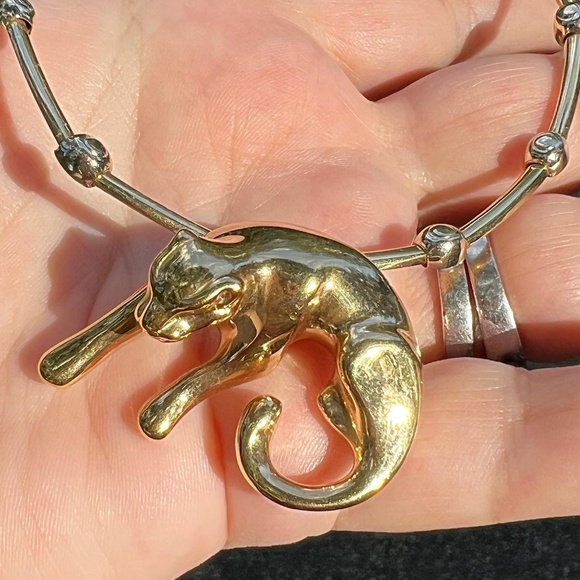 VINTAGE 14K YELLOW GOLD LARGE JAGUAR PANTHER SLIDE PENDANT WELL MADE